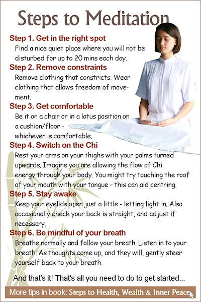 Steps to Meditation text taken from the book Steps to Health, Wealth & Inner Peace